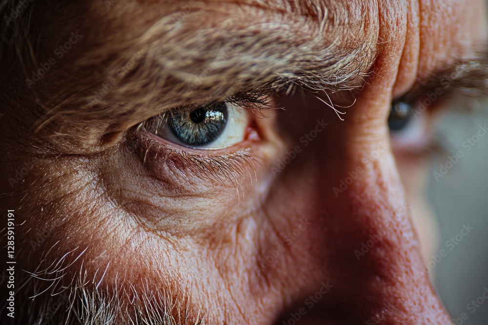 Poster A close-up view of a man's eye with a beard, ideal for use in portraits or as a unique focal point