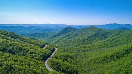 Fototapeta premium Majestic Mountain Road Winding Through Lush Green Landscape