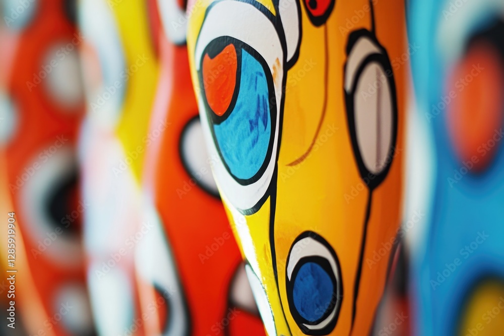 Aufkleber Close-up view of multiple colorful vases
