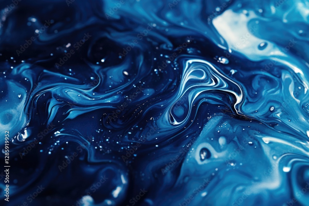Poster a close-up shot of a blue liquid substance with subtle textures and colors