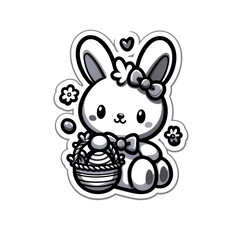 Obraz premium An illustration of a bunny eared girl holding an Easter egg