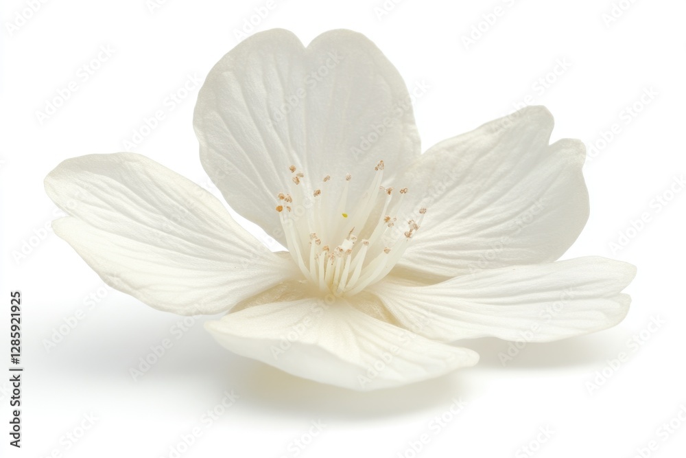 Poster a detailed view of a single flower on a plain white surface