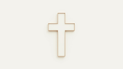 Fototapeta premium Christian symbol displayed on a wall with gray background.