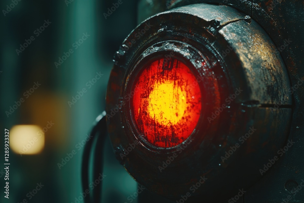 Aufkleber a close-up shot of a traffic light showing a red light, ideal for use in urban or transportation-rel