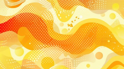 Abstract vibrant yellow and orange wavy background with dots