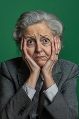 A woman with her hands over her face, expressing sadness or despair