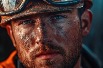 Close-up shot of a person wearing safety gear, perfect for industrial or construction scenes