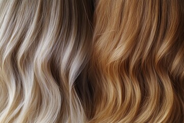 Fototapeta premium A close-up shot of two different colored hairs, ideal for use in beauty or fashion advertising