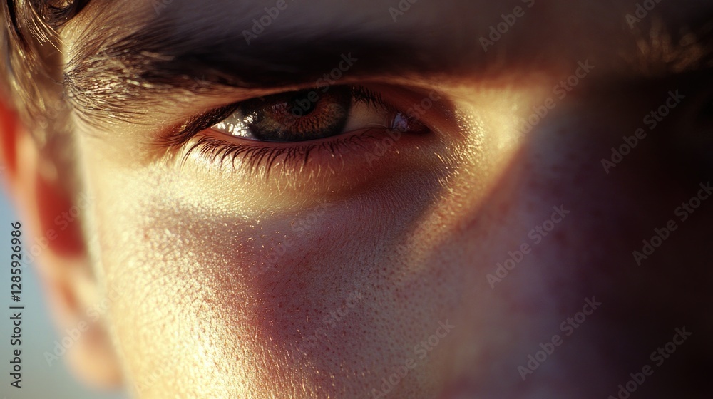 Poster close-up shot of a person's eye with detailed features and expression