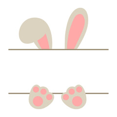 Design decor frame with rabbit, graphic elements bunny ears and paws. Decoration Frame, Text Frame, Kids Frame, Easter Frame
