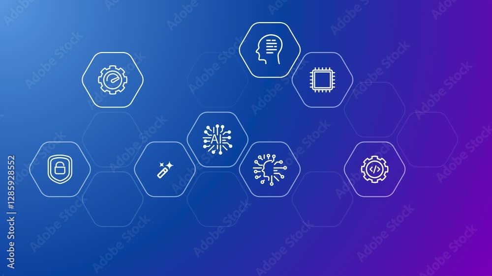 Aufkleber ai artificial intelligence concept of modern interconnected icon symbol of machine learning cyber ne