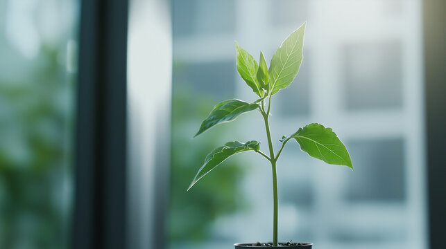 Close-up of a plant modified through biotechnology in a lab