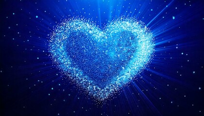 パーティクルでできた大きなハートと放射状の線のイラスト素材