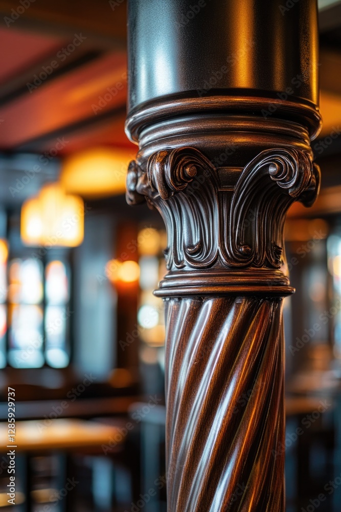 Poster close-up of a pillar in a restaurant setting