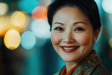 A happy woman with a warm smile