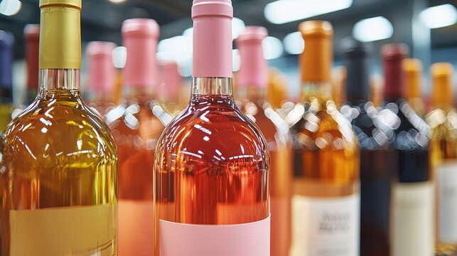 Bottles of Wine Assortment on Display in Liquor Store