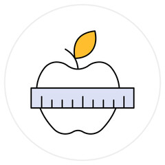 Apple with Measuring Tape icon, Nutrition & Fitness Symbol of Healthy Living and Weight Management!, Track Your Health Apple with Measuring Tape for a Balanced Lifestyle