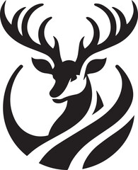 Tribal-Style Deer Head Vector Illustration in Black and White

