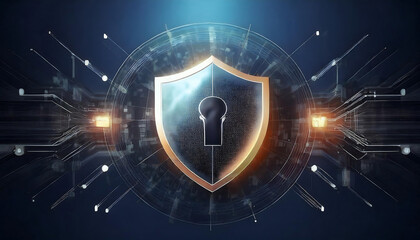 security shield and lock on global world background