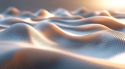 Several stylized abstract waves are illuminated by a warm light