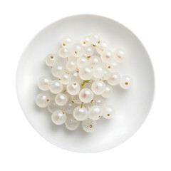 High-Resolution Top-Down View Photograph of White Currant Berries on Plate