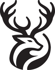 Tribal-Style Deer Head Vector Illustration in Black and White


