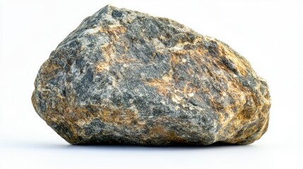 Fototapeta premium A large rock sits atop a white surface, perfect for use as a decorative element or in a still life composition