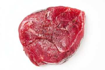 Obraz premium Close-up shot of raw meat on a clean white surface, great for food-related or scientific use