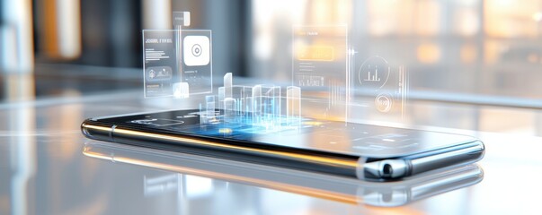 Advanced Mobile Device Displaying Holographic Data Interfaces and Building Visualizations