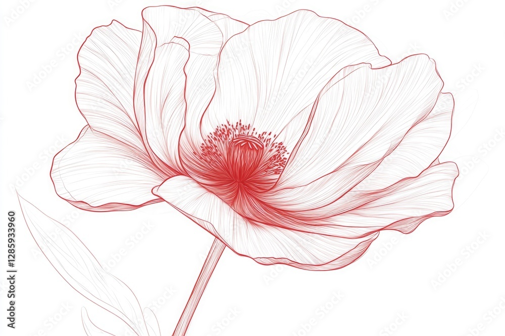 Poster a bright red flower sits alone on a clean white background, perfect for adding color to any design o
