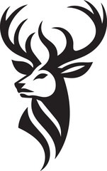 Tribal-Style Deer Head Vector Illustration in Black and White

