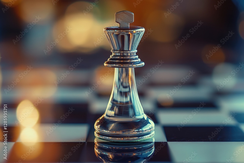 Poster a detailed view of a chess piece on a game board
