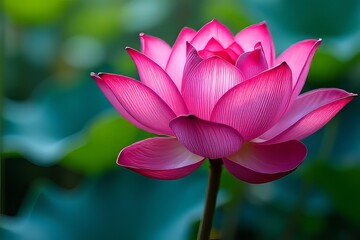 Obraz premium Close-up of a Beautiful Pink Lotus Flower in Nature
