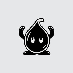 Cute Black Liquid Drop Mascot - Friendly & Playful Cartoon Vector