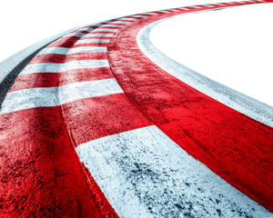 Red and White Checkered Racing Track Curve on Transparent Background