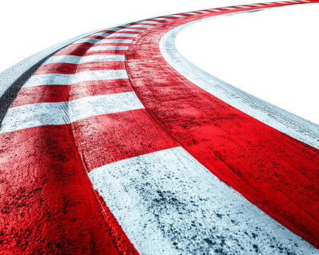 Red and White Checkered Racing Track Curve on Transparent Background