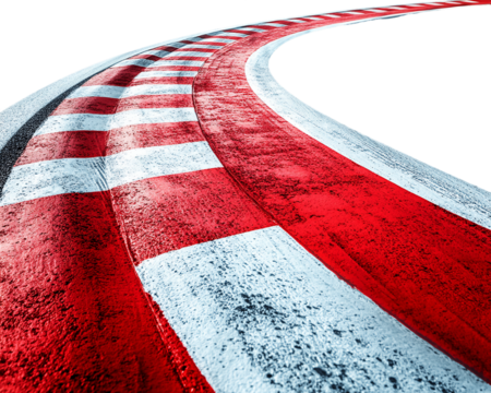 Red and White Checkered Racing Track Curve on Transparent Background