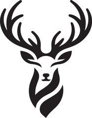 Tribal-Style Deer Head Vector Illustration in Black and White


