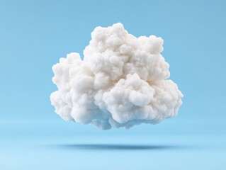 Single fluffy white cloud floating in a blue sky isolated on a vibrant backdrop symbolizing simplicity freedom soft lighting and natural textures for artistic atmospheric digital art