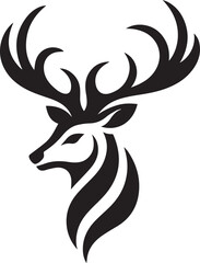 Tribal-Style Deer Head Vector Illustration in Black and White

