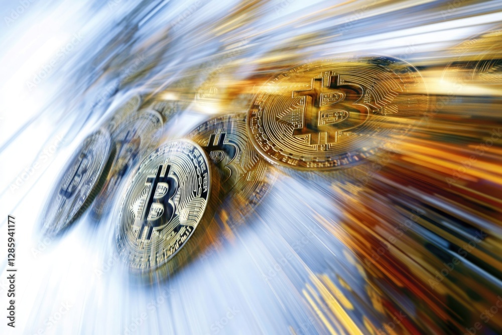 Aufkleber Close-up of a clock with bitcoin symbols displayed