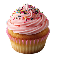 Pink Cupcake with Sprinkles, Delicious Sweet Treat, Bakery Delight