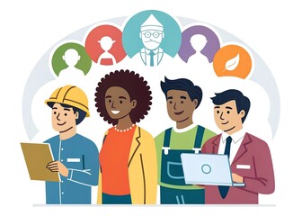 An icon with multiple vector people of different backgrounds