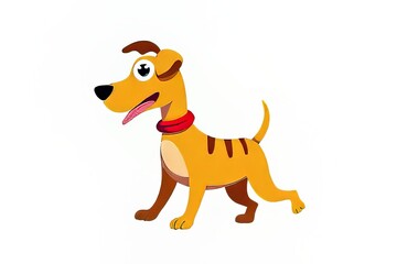 Cute Cartoon Dog with Red Collar - Adorable Animal Illustration