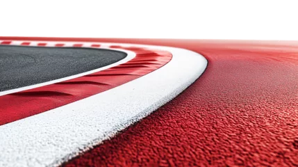 Fototapete Rund Formel 1 Close Up Of Red And White Curb On Racing Track  © CrystallineCreative