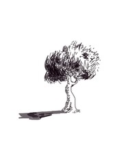 black and white tree drawing