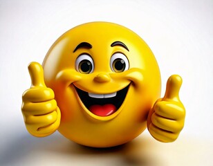 3d yellow emoji is showing a thumbs up gesture, conveying positivity and approval on a vibrant yellow background