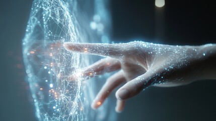 The theme of future human-computer interaction showcases the deep collaboration between humans, artificial intelligence, robots, and holographic interfaces.