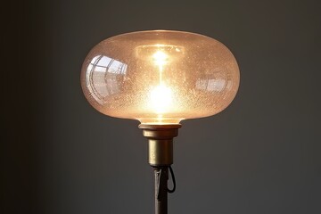 Elegant frosted glass lamp with warm light bulb