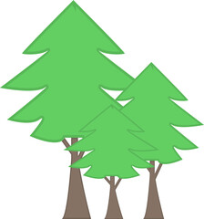 나무 3그루 벡터 일러스트 디자인 요소